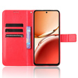 Etui z klapką do Oppo Reno 12FS / 12F, Crazy Horse Wallet, czerwone