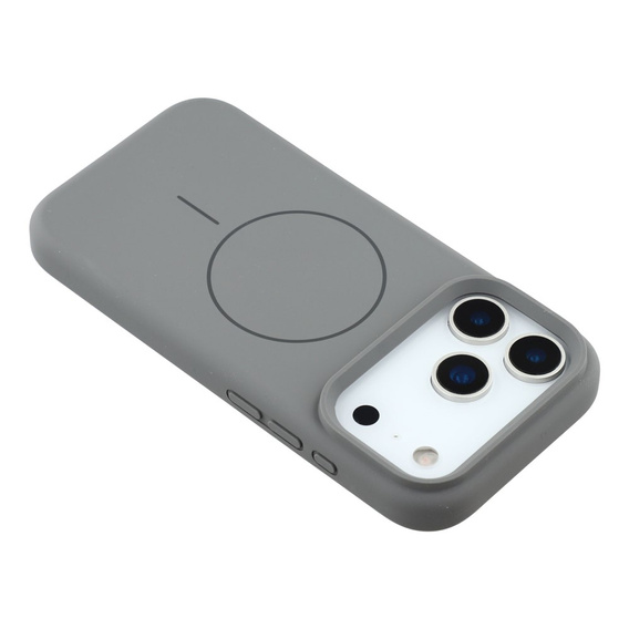 Etui silikonowe do iPhone 17 Pro Max - kompatybilne z MagSafe, antywstrząsowe, szare