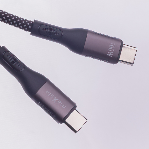 Maxlife kabel magnetyczny nylonowy MXUC-11 USB-C – USB-C 1,0 m 100W, czarny