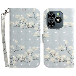 Etui z klapką do Infinix Hot 40i, Wallet, Magnolia Flowers szare