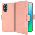 Zestaw Etui z klapką do Oppo A17, Card Slot, Różowe + Szkło 9H