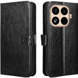 Etui z klapką do Xiaomi 15T Pro, Crazy Horse Wallet, czarne