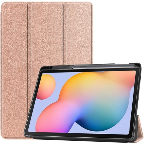 Etui do Samsung Galaxy Tab S6 Lite Tri-fold, z miejscem na rysik, różowe rose gold