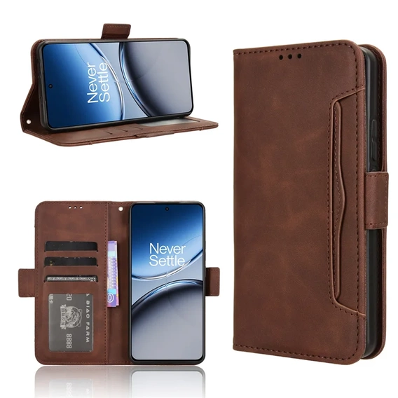 Etui z klapką do OnePlus Nord 4, Card Slot, brązowe