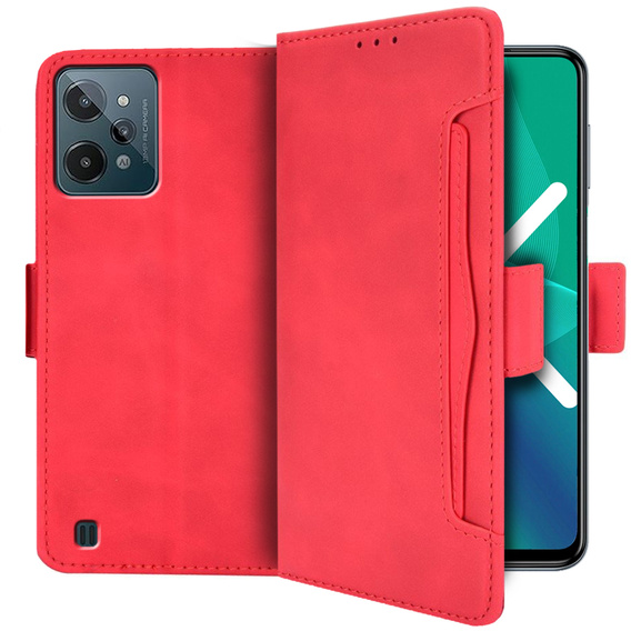 Etui z klapką do Realme C31, Card Slot, czerwone