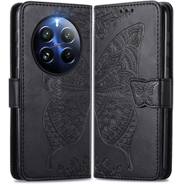 Etui z klapką do Realme 12 Pro 5G / 12 Pro+ 5G, Butterfly, czarne
