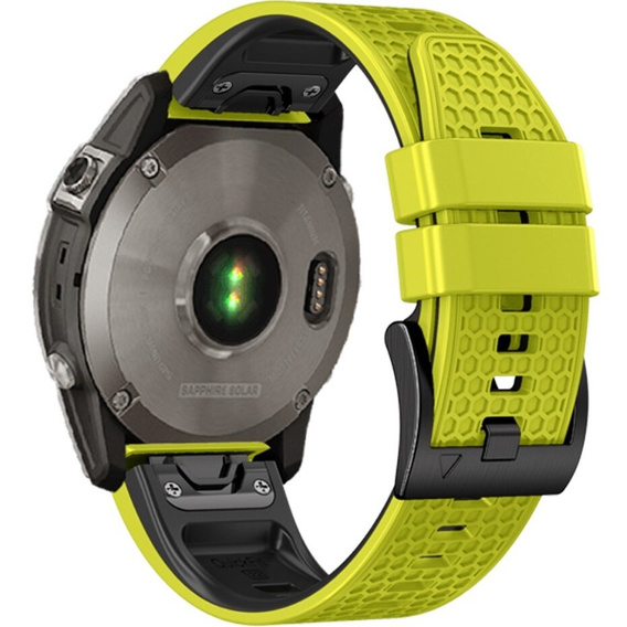 Pasek Silikonowy do Garmin Fenix 5/6/7 Forerunner 965/955/945/935 22mm, Limonkowy / Czarny