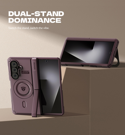 Etui pancerne do Samsung Galaxy Z Fold7 5G, Dexnor Magnetic, do MagSafe - fioletowe