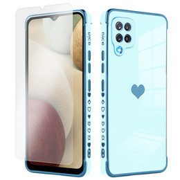 Zestaw Etui do Samsung Galaxy A12 / M12 / A12 2021, Electro heart, Niebieskie + Szkło