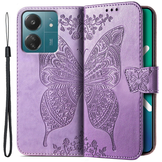 Etui z klapką do Xiaomi Redmi 13C / Poco C65, Butterfly, fioletowe