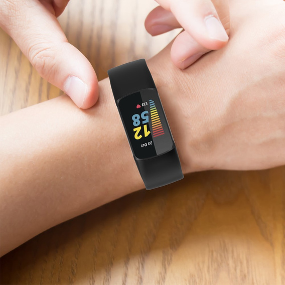 Pasek silikonowy do Fitbit Charge 5, Czarny