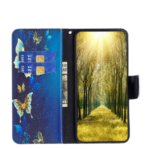 Etui z klapką do Xiaomi Redmi Note 13 5G, Wallet, Butterflies niebieskie
