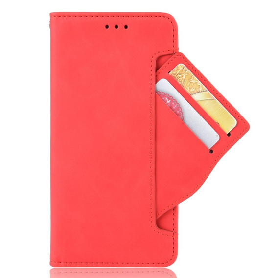 Etui z klapką do Xiaomi Redmi 12, Card Slot, czerwone