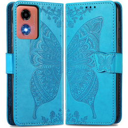 Etui z klapką do Motorola Moto E14, Butterfly, niebieskie