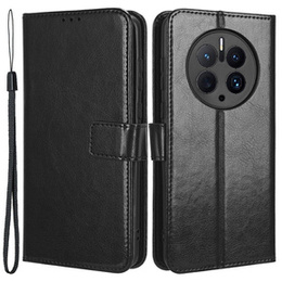 Etui z klapką do Huawei Mate 50 Pro 4G, Crazy Horse Wallet, czarne