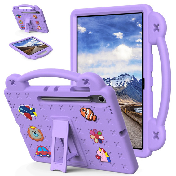 Etui dla dzieci Samsung Galaxy Tab S10 FE+, Pianka EVA, z Podstawką i Uchwytem – Fioletowe