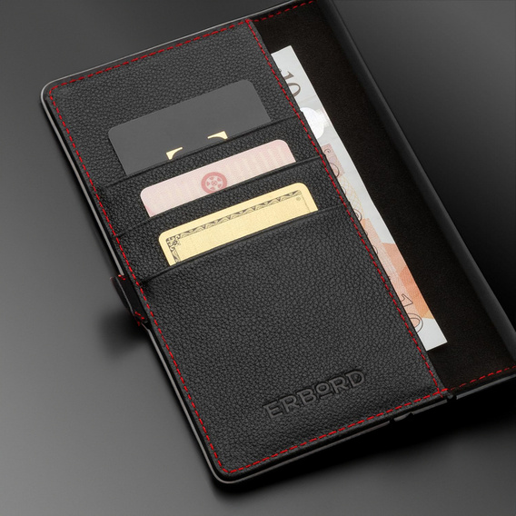 Etui skórzane do Samsung Galaxy S24 Ultra, ERBORD LeatherWallet, czarne