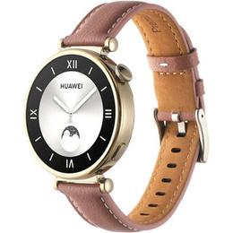 Pasek skórzany uniwersalny 18mm, ze srebrną klamrą, Ciemnoróżowy