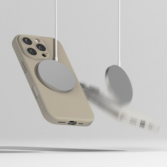 Etui Ringke do iPhone 16 Pro Max, Silicone MagSafe, beżowe + Szkło Hartowane 9H