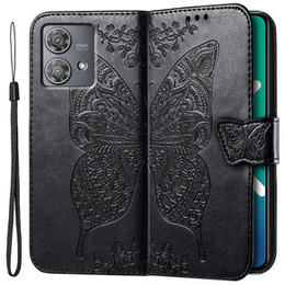 Etui z klapką do Motorola Edge 40 Neo, Butterfly, czarne
