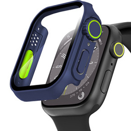2w1 Etui + Szkło Hartowane do Apple Watch 7/8/9 45MM, Granatowe/Zielone