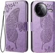 Etui z klapką do Xiaomi Poco F7 Ultra, Butterfly, fioletowe