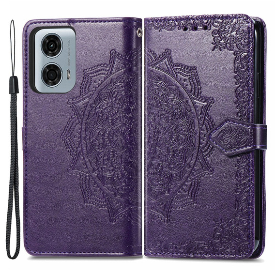 Etui z klapką do Motorola Moto G24 / G24 Power / G04, Mandala, fioletowe