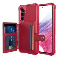 Etui do Samsung Galaxy A54 5G, Card Holder Kickstand, czerwone