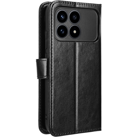 Etui z klapką do Xiaomi Poco F8 Pro, Crazy Horse Wallet, czarne