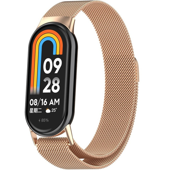 Pasek Bransoleta Milanese do Xiaomi Smart Band 10 / 9 / 8, Różowy Rose Gold