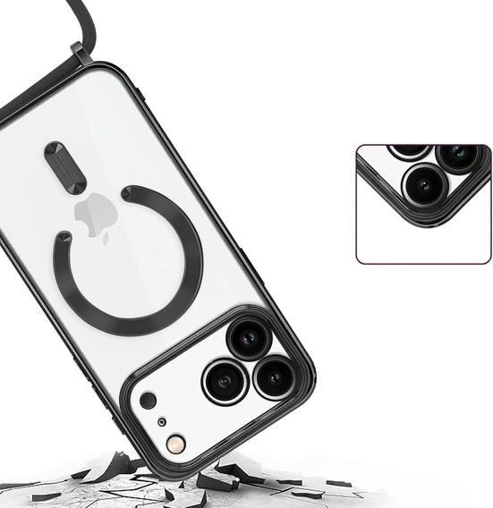 Etui do iPhone 17 Pro Max, Electro MagSafe, czarne + Smycz
