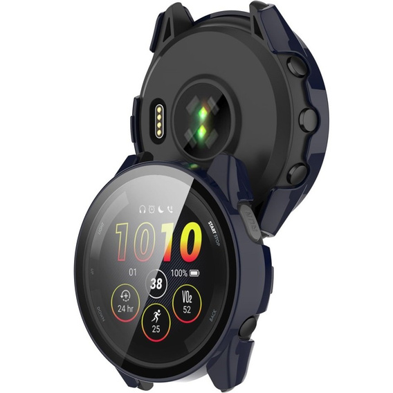2w1 Etui + Szkło Hartowane do Garmin Forerunner 265, Granatowe