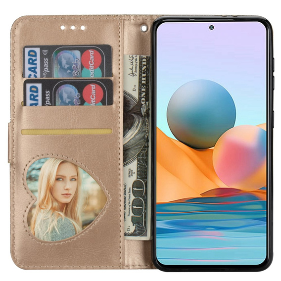 Etui z klapką do Samsung Galaxy A56 5G, Wallet Zipper Pocket Glittery, złote