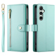 Etui z klapką do Samsung Galaxy S24 FE, Wallet Zipper Pocket, zielone