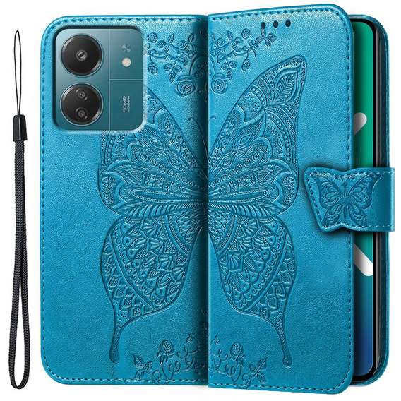 Etui z klapką do Xiaomi Redmi 13C / Poco C65, Butterfly, niebieskie