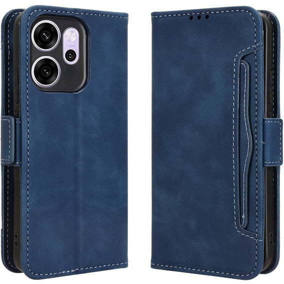 Etui z klapką do Oppo Reno 14 F / 14 FS, Card Slot, niebieskie