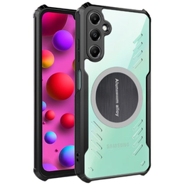 Etui do Samsung Galaxy M15 5G, z blaszką magnetyczne, przezroczyste / czarne