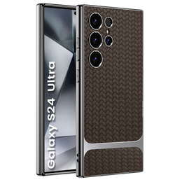 Etui do Samsung Galaxy S24 Ultra, GKK Woven Leather, kawowe