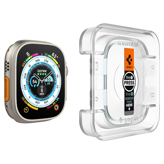 Spigen Szkło Hartowane do Apple Watch Ultra 1/2/3 49mm, Glas.TR "EZ FIT", Clear (2 sztuki)