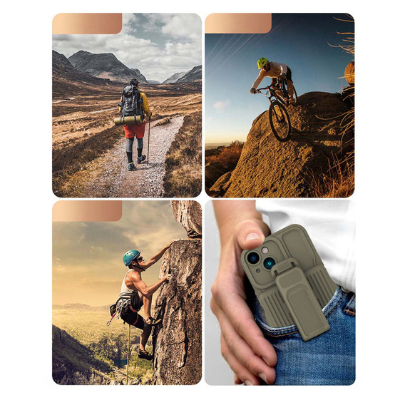 Pancerne Etui Belt Clip do iPhone 14, z klipsem, zielone