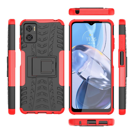 Etui do Motorola Moto E22 / E22i, Tire Armor, czarne / czerwone