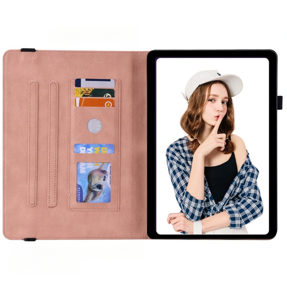 Etui do Lenovo Tab M9, Wallet Pen Slot, butterflies, różowe