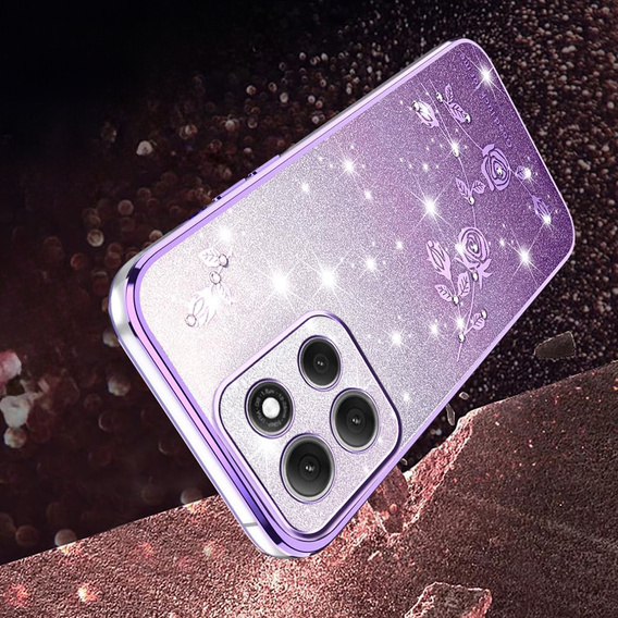 Etui do Motorola Moto G56 5G, Glitter Flower, fioletowe