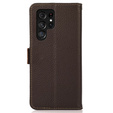 Skórzane Etui KHAZNEH RFID do Samsung Galaxy S24 Ultra, Litchi Texture, brązowe