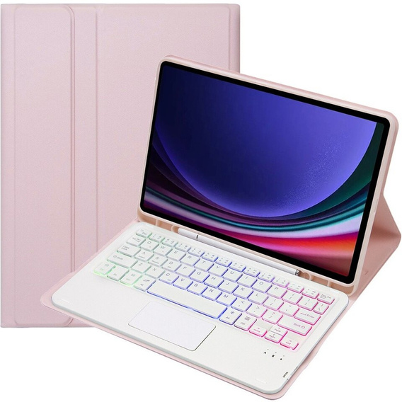 Etui z podświetlaną klawiaturą bluetooth touchpad do Samsung Galaxy Tab S10 Lite / S10 FE / S9 FE, Różowe