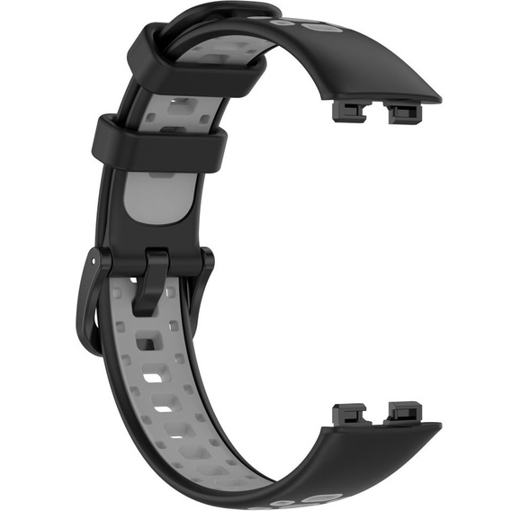 Pasek Silikonowy do Huawei Band 8 / Huawei Band 9 / Huawei Band 10, Czarny / Szary