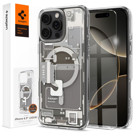 Etui Spigen do iPhone 16 Pro Max, Ultra Hybrid Zero One, tytanowe + Szkło Hartowane 9H
