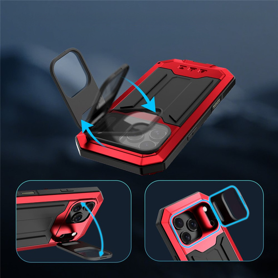 Etui pancerne do iPhone 17 Pro, R-JUST, czerwone