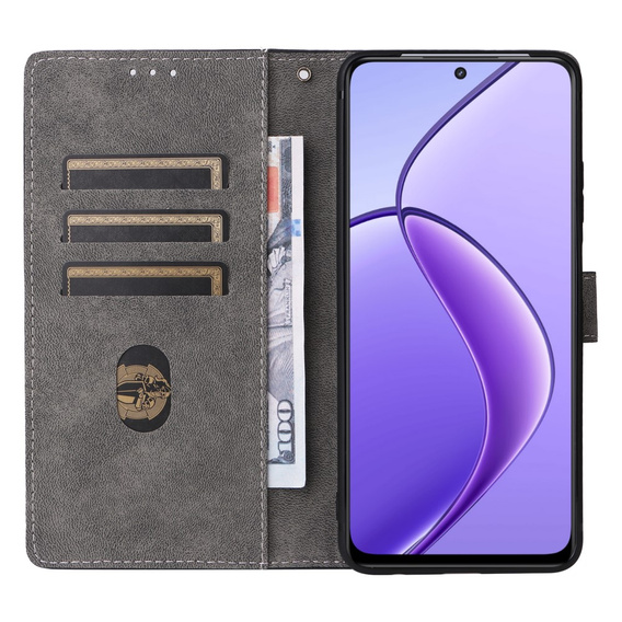 Etui z klapką do Realme 12 5G, RFID Wallet, fioletowe