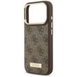 Etui GUESS do iPhone 17 Pro, 4G Logo Plate MagSafe, brązowe